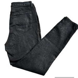 Seven7 Ultra High Rise Skinny Jean Snakeskin Shimmer - Size 10 - Black